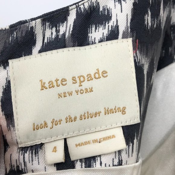 NWOT Kate Spade Deanna Grey leopard print fit & flare satin dress - Picture 7 of 16